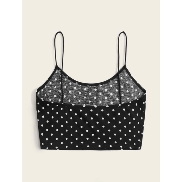Polka Dot White & Black Cami Crop Top 🖤 - Picture 4 of 6